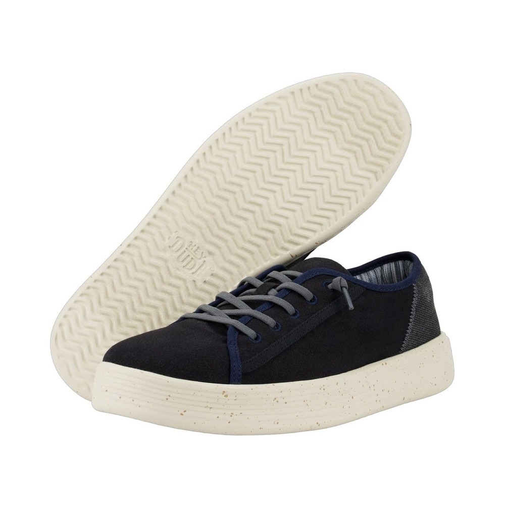Hey Dude Cody M Coastline Mens 10 Black Navy Canvas Sneakers 40724-089 NEW